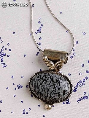 Snowflake Obsidian Cabochon Pendant in Sterling Silver