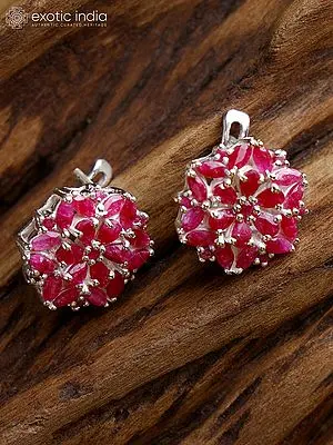 Faceted Ruby Chakra Sterling Silver Earrings