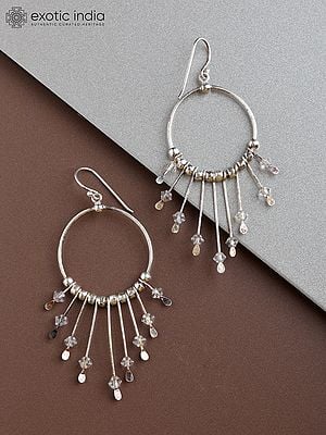 Dangling Sterling Silver Earrings with Crystals