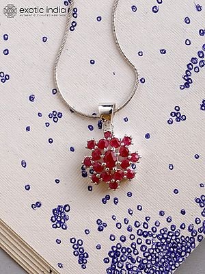 Sterling Silver Pendant with Faceted Rubies