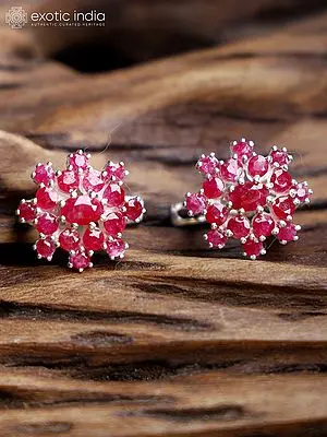 Faceted Ruby Earrings in Sterling Silver