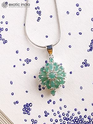 Sterling Silver Pendant with Faceted Emeralds