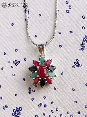 Tri-Color Faceted Gemstone Pendant