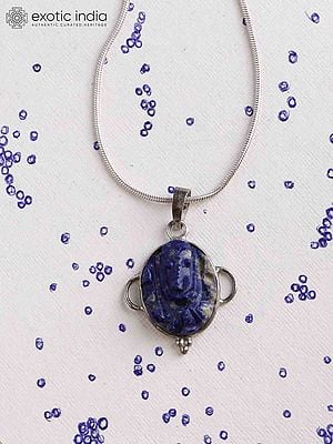 Lord Ganesha Pendant with Lapis Lazuli Gemstone