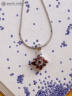 Small Sterling Silver Pendant with Faceted Garnet