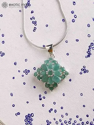 Diamond Shaped Faceted Emerald Pendant