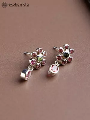 Sterling Silver Small Earrings with Faceted Tourmalines