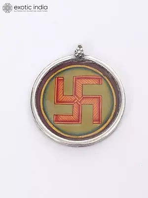 Hand-Painted Pendant of Ancient Hindu Swastika