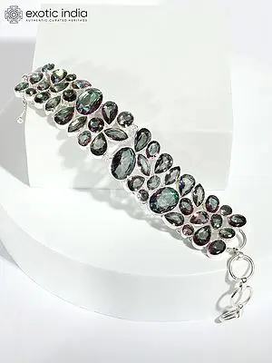 Faceted Mystic Topaz Sterling Silver Bracelet