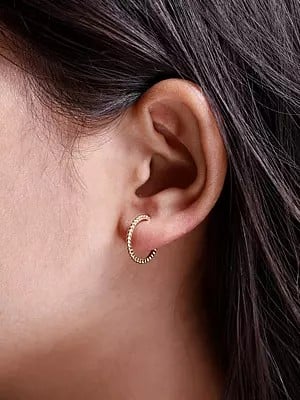 Sterling Silver Gold-Plated Dot Hoop Earrings