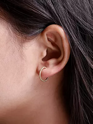 Sterling Silver Gold-Plated Dot Hoop Earrings