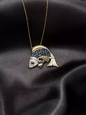 Madagascar Fish Pendant with Sapphire Gemstone