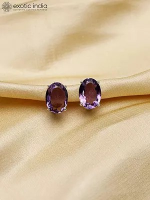 Oval Shape Faceted Gemstone Earrings