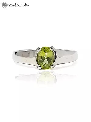 Oval Shape Faceted Peridot Ring