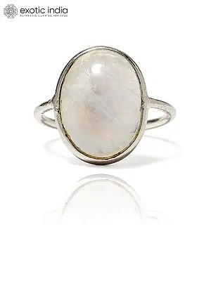Oval Cut Rainbow Moonstone Ring