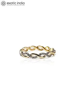 Sterling Silver Twisted Ring with White Topaz Stones