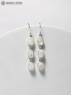 Rainbow Moonstone Dangling Earrings | Sterling Silver Jewelry