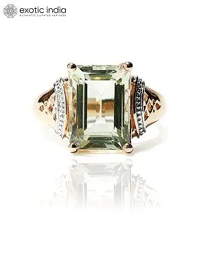 Rectangular Cut Green Amethyst Ring