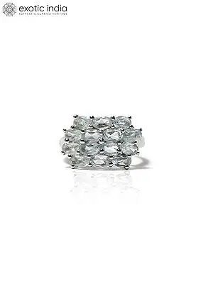 Faceted Blue Topaz Gemstone Ring