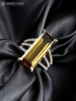 Honey Quartz Cocktail Ring with White Topaz