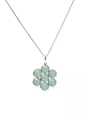 Faceted Aqua Chalcedony Pendant