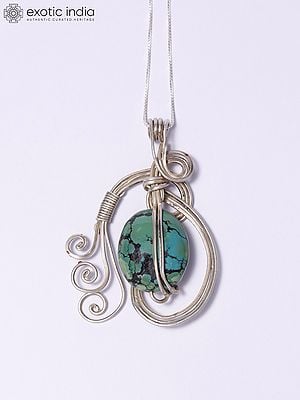 Designer Sterling Silver Pendant with Turquoise Gemstone