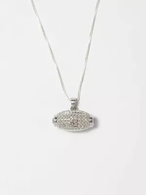 Football Pendant with Rose Quartz Gemstones