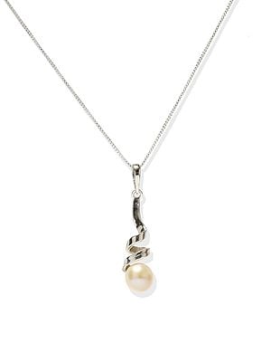 Twisted Sterling Silver Pendant with Pearl