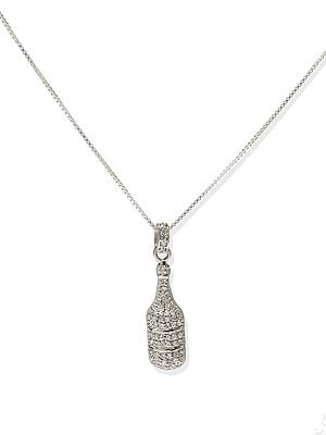Sterling Silver Bottle Pendant with White Topaz