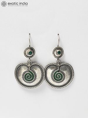 Sterling Silver Dangle Hook Earrings with Emerald