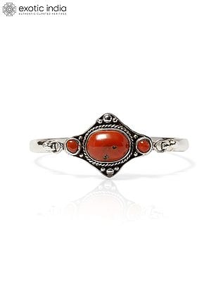 Sterling Silver Bangle with Coral