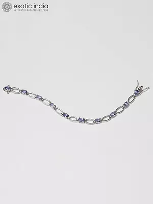 Faceted Tanzanite Chain Bracelet in Sterling Silver