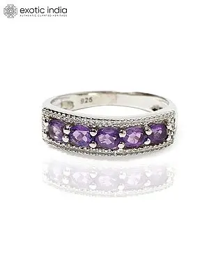 Faceted Amethyst Sterling Silver Ring