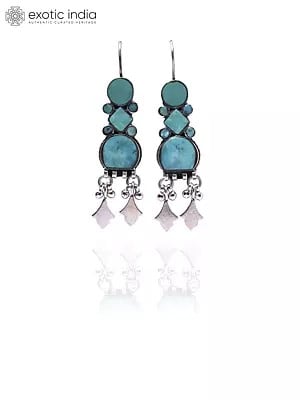 Sterling Silver Hook Earrings with Turquoise
