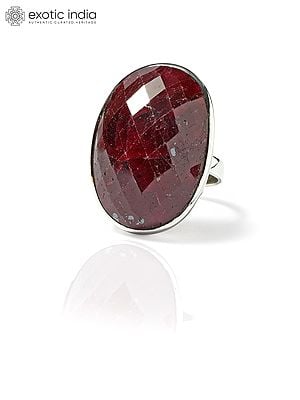 Oval Shape Faceted Ruby Ring