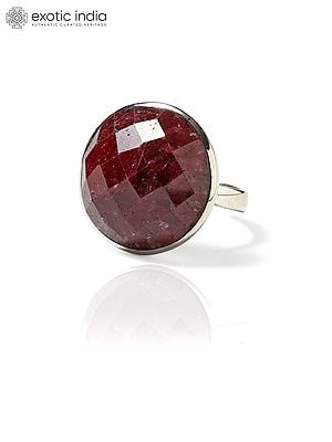 Round Shape Faceted Ruby Ring