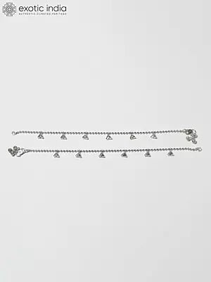Sterling Silver Anklet with Triangle Drops