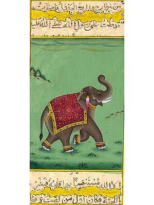 Caparisoned Elephant with Raised Trunk