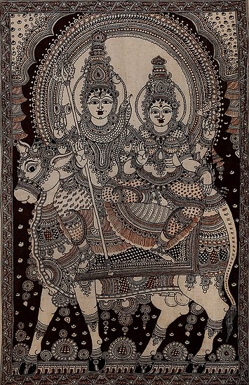 Shiva-Parvati On The Back Of A Beauteous Nandi