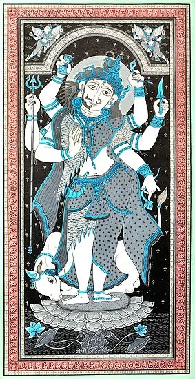 Nandi Nuzzling The Feet Of Ardhanarishvara