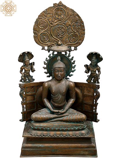 36" Large Meditating Buddha with His Two Disciples
