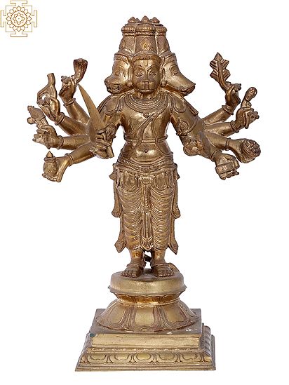 15'' Panchmukhi Hanuman | Madhuchista Vidhana (Lost-Wax) | Panchaloha Bronze from Swamimalai