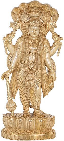 Gorgeously Draped Lord Vishnu, Canopied By Sheshanaga