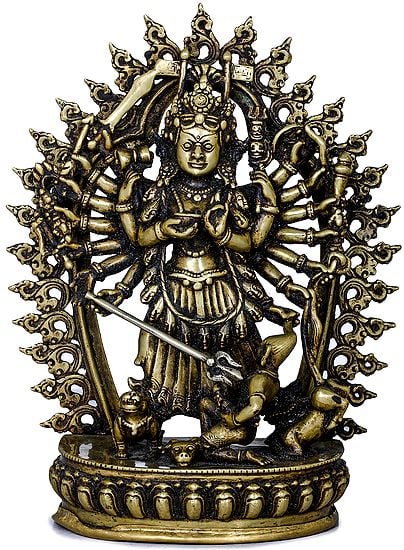 Devi Mahishasuramardini Contained In a Ring Of Flames