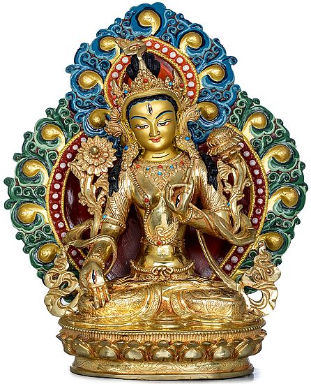 Superfine Tibetan Buddhist Seven Eyed Goddess White Tara - Made in Nepal