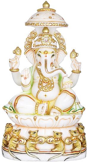White And Gold Lord Ganesha