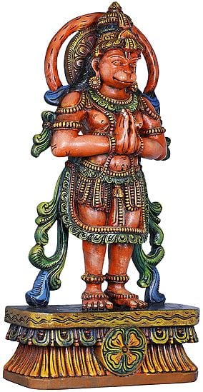 Namaskaram Hanuman, His Tail Swishing In A Circle Behind His Head