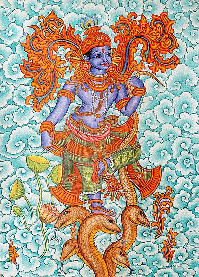 Lord Krishna Overpowers And Dances Atop Kaliya's Hood