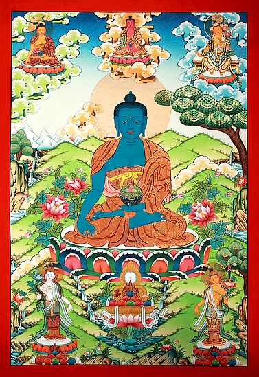 Bhaishajyaguru (Medicine Buddha), Our Complete Spiritual Apothecary - Brocadeless Thangka