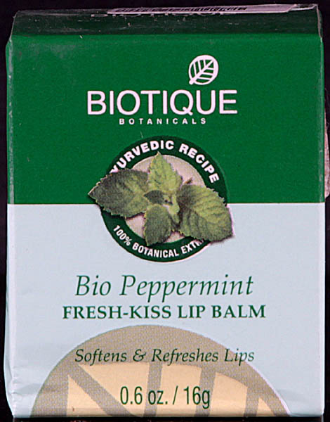 Bio Peppermint Fresh-Kiss Lip Balm Softens & Refreshes Lips (100% Botanical Extracts)